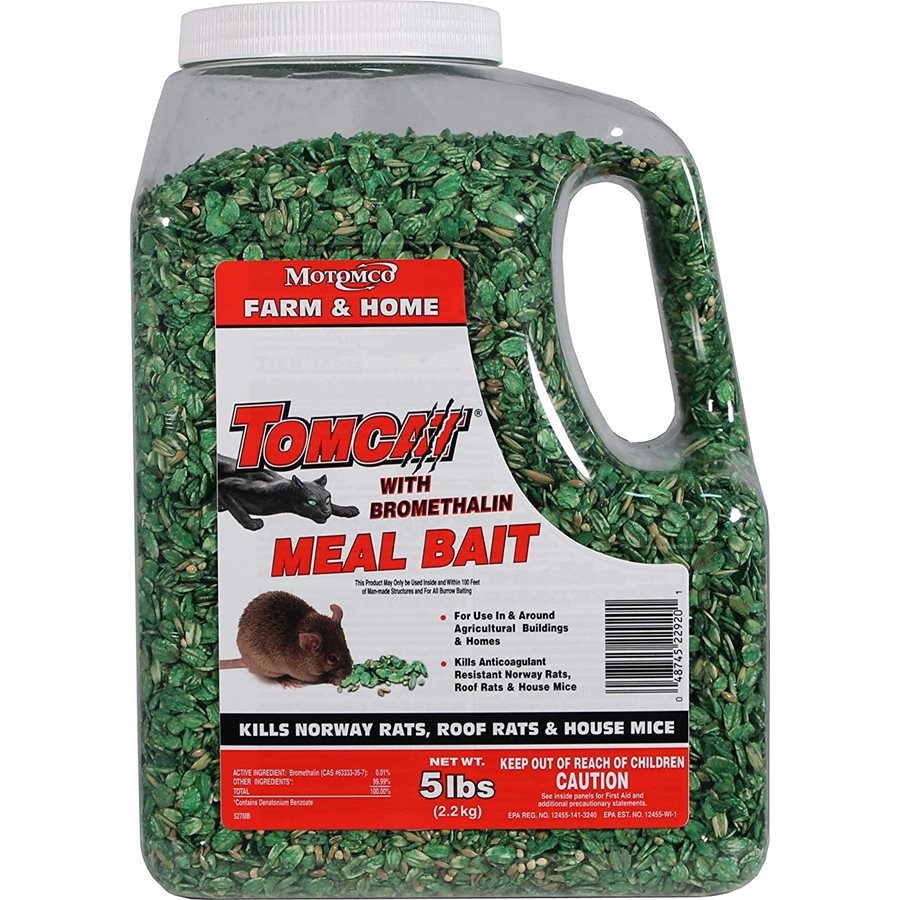 Motomco Tomcat® 22920 Bromethalin Meal Bait Formula, 5 lb, Green, For