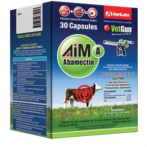 AgriLabs® VetGun™ 614 AiM-A Abamectin™ Vetcap, Pale Yellow, 5 / Tube, 6 Tube / Box, For Cattle