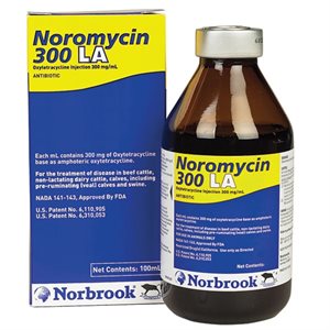 Durvet Norbrook® 01-00712 Noromycin® 300 LA Intramuscular Injection, 100 mL, For Beef Cattle