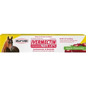 Durvet DV011034 Apple Flavored Ivermectin Dewormer, 6.08 gm / Tube, White to Yellow, For Horse