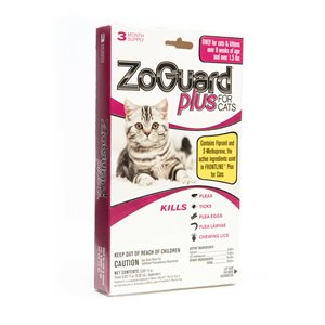 Durvet ZoGuard® Plus 011-511101 Flea & Tick Treatment, 3 Dose, For Cat Over 1.5 lb, Pink