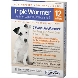 Durvet DV17612 Triple Wormer® Tablet, For Small Dog, 12 / Box