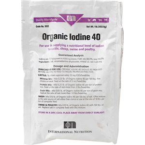 Durvet 001-DCA1410 Organic Iodine 40 Grain, 1 lb, For Beef Cattle, Dairy Cattle, Sheep, Swine & Poultry