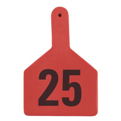 Z Tags™ One-Piece Numbered 151-175 Ear Tag, Red, Cattle