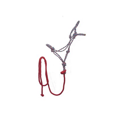 Valhoma® Style MRH Adjustable Mountain Rope Halter with 8 ft Lead Rope, 3 / 8 inch, Red, For Horse