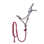 Valhoma® Style MRH Adjustable Mountain Rope Halter with 8 ft Lead Rope, 3 / 8 inch, Red, For Horse